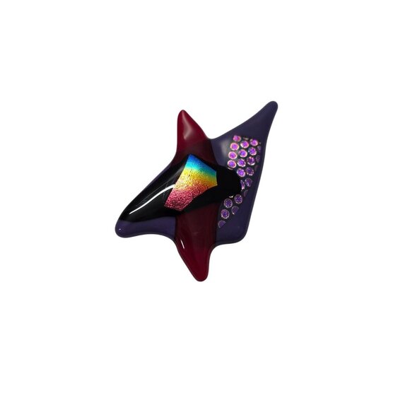 Handcrafted Dichroic Glass Abstract Brooch Pin - Picture 4 of 10
